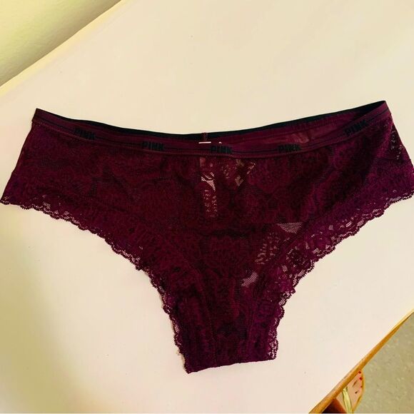 Victoria's Secret Pink Burgundy Lingerie Underwear Panties Lot NWT size large - Picture 2 of 7
